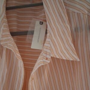 Anthropologie Women's Striped Blouse in Orange and White